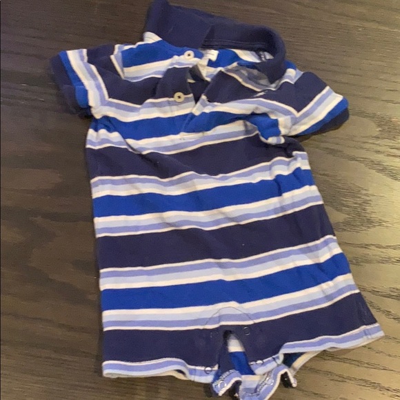 (3) Striped Blue Rompers Polo - Picture 4 of 4